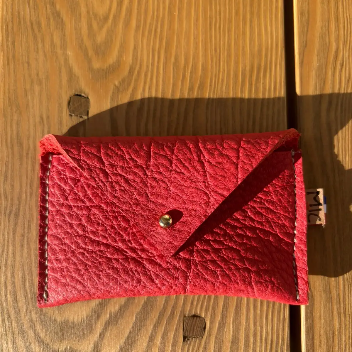 Petite pochette en cuir grainé saumon