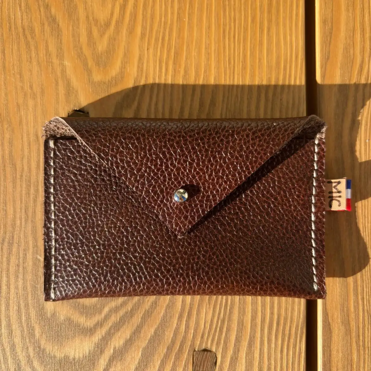 Petite pochette en cuir grainé marron